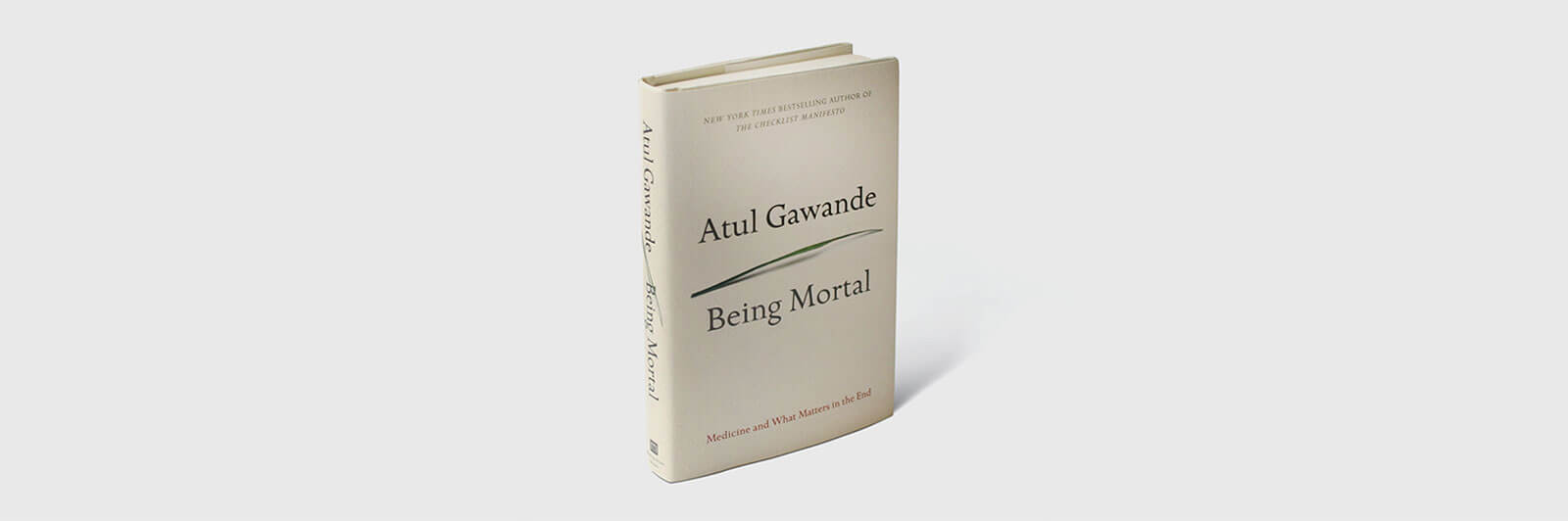 Being Mortal book cover with grass blade