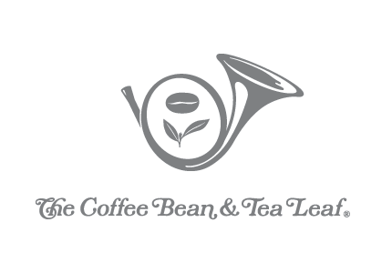 Gray french-horn-coffee-bean-and-leaf logo for Coffee Bean & Tea Leaf