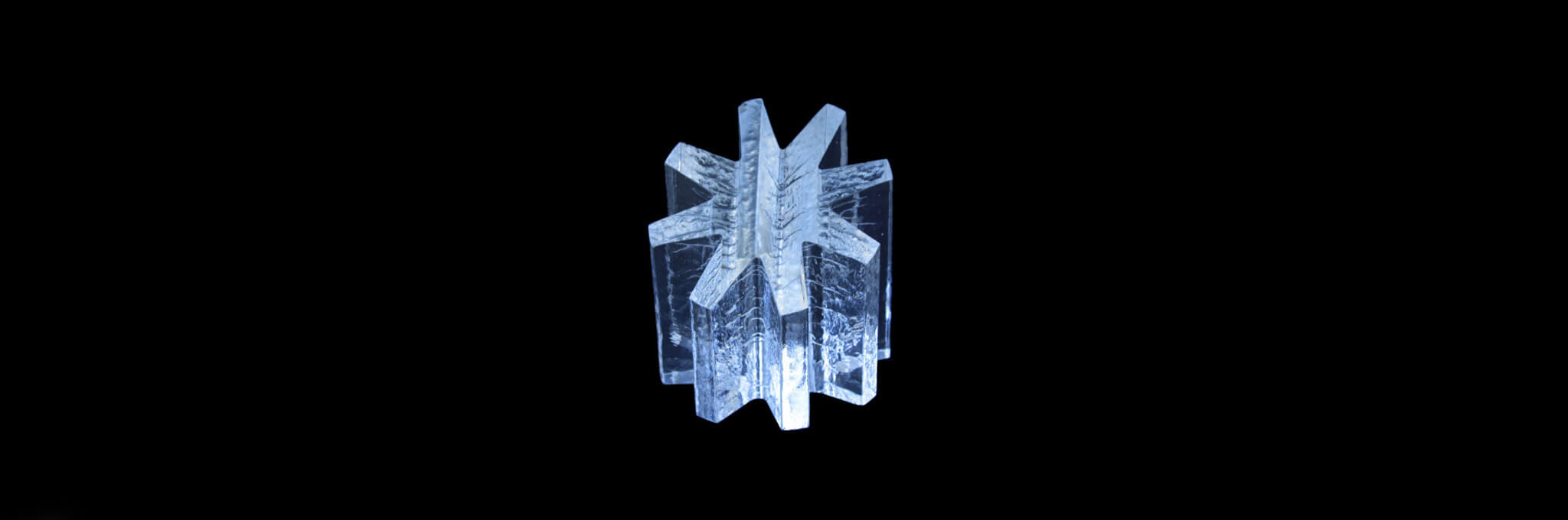 3D glass 8-pointed asterisk award sculpture