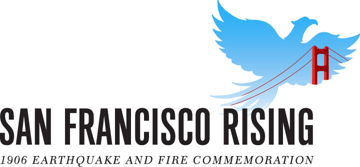 SF Rising logo of blue phoenix with Golden Gate bridge