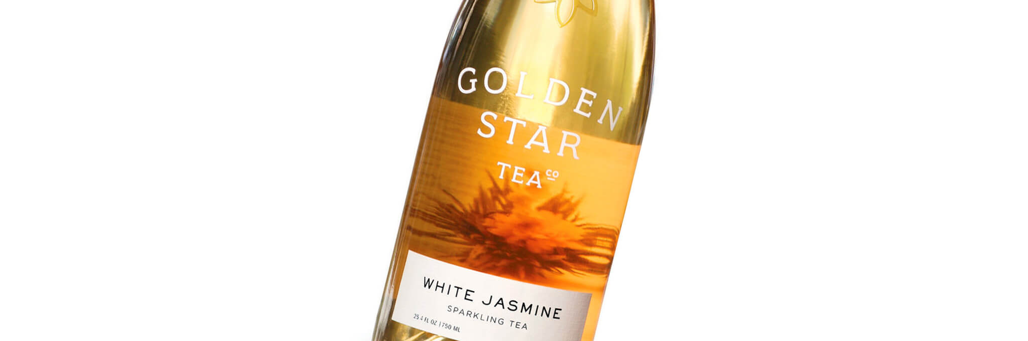 Cropped glass bottle of Golden Star Tea White Jasmine