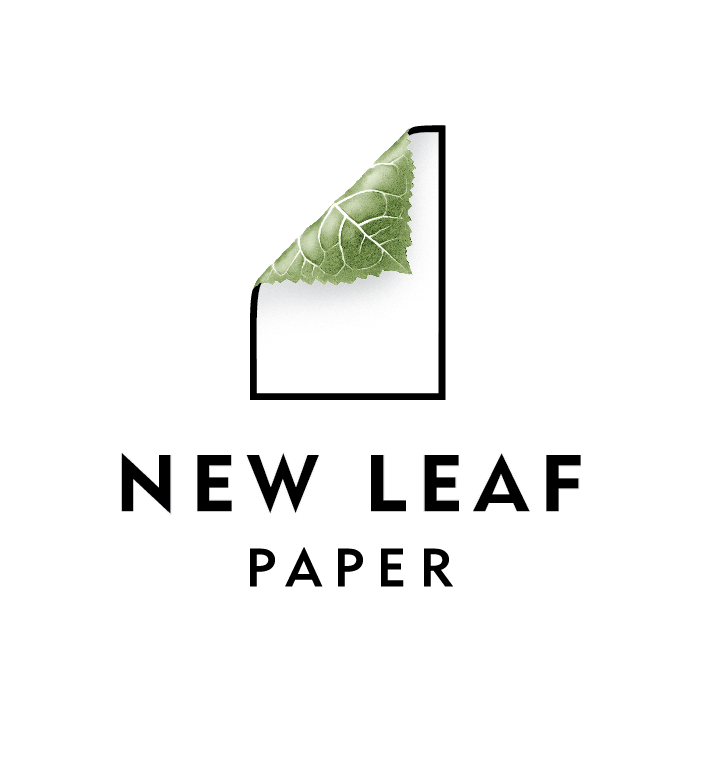 New Leaf Paper logo with folded leaf paper corner